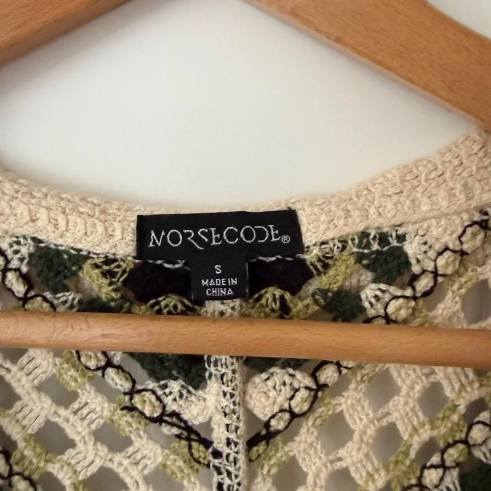 Unisex size small Morse Code slouchy crochet top